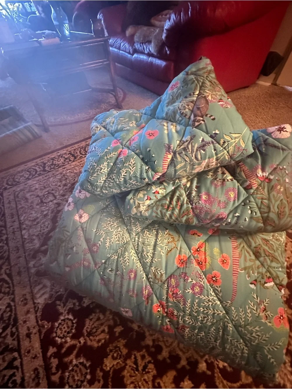 King Organic Cotton Floral & Wildlife Quilted Comforter - Never Used